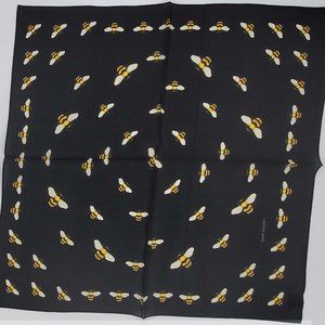 100% Silk Scarf Bees on Black Background